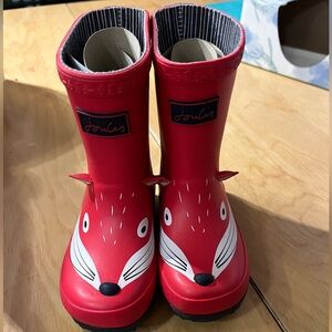 Joules Kids Red Fox Face Boots size 8